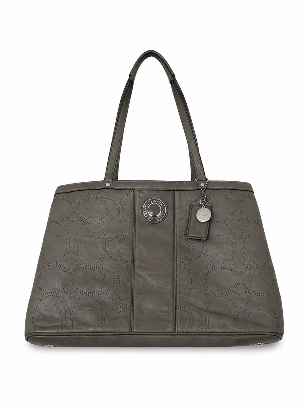 COACH Stitched Signature C Kiss-Lock Carryall Leather bag Y2K